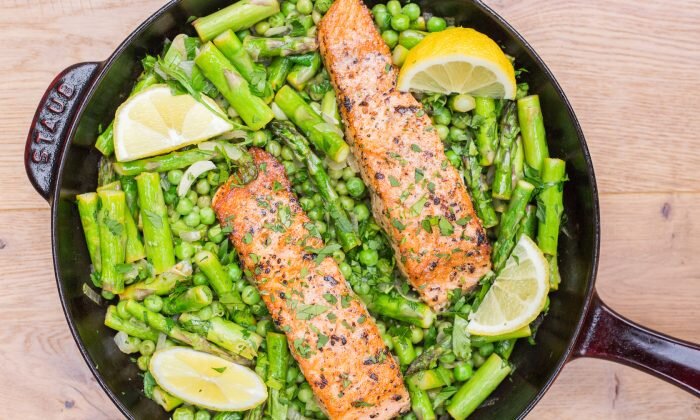 One-Skillet Salmon with Spring Vegetables