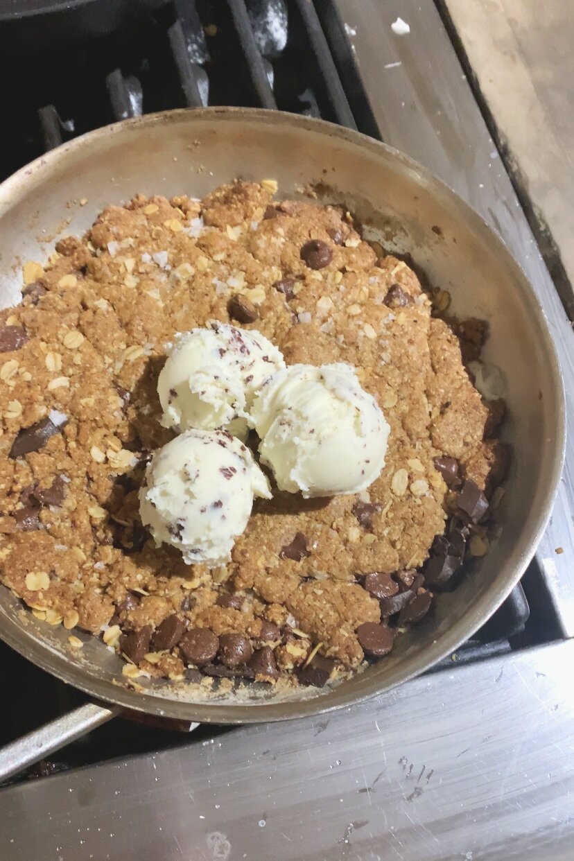 Skillet Chocolate Chip Oatmeal Cookie
