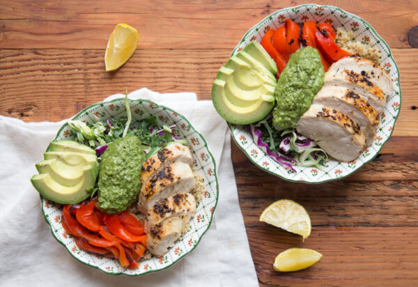 Hardly-Any-Cooking Chicken Grain Bowls - Caroline Chambers