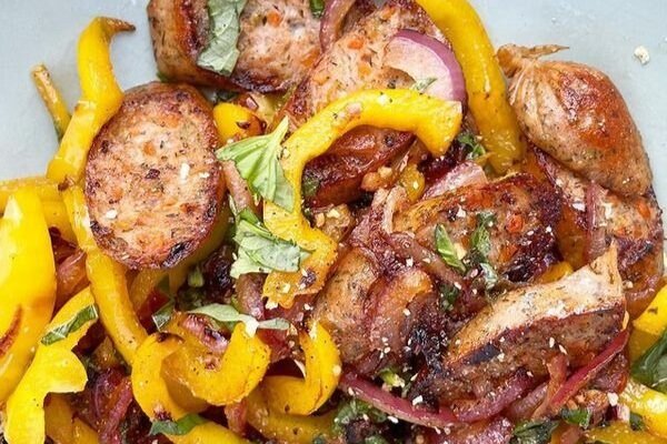 15 Minute Sausage and Peppers with Basil